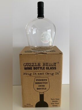NWT - Guzzle Buddy Wine Bottle Glass - Plug it and Chug it (Pouring is Boring!)